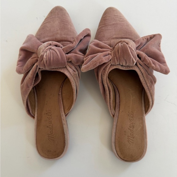 Madewell Shoes - Madewell Blush Velvet Bow Mules